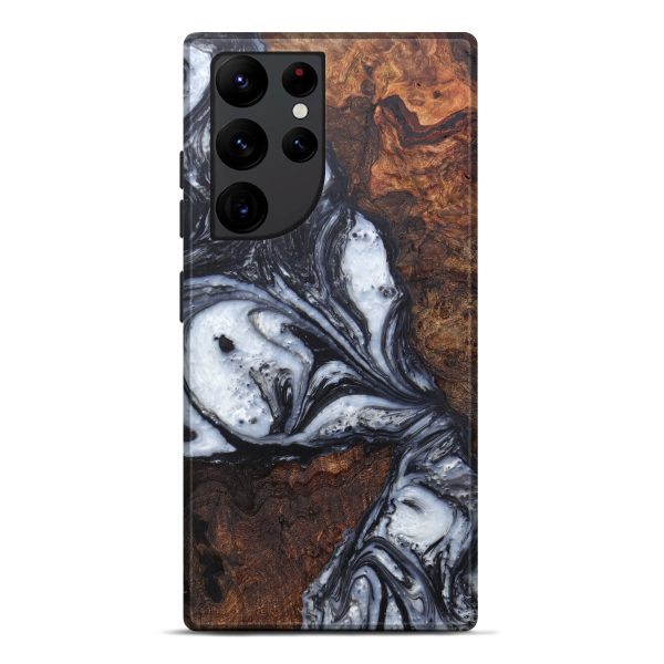 Galaxy S22 Ultra Wood+Resin Live Edge Phone Case - Gwenni (Black & White, 596314) Online now