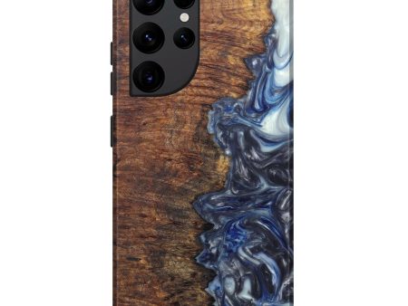 Galaxy S22 Ultra Wood+Resin Live Edge Phone Case - Melonie (Light Blue, 599118) For Discount