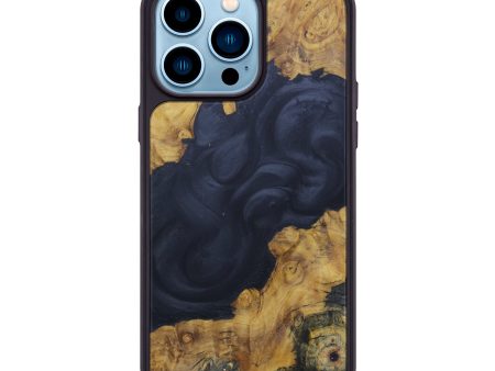 iPhone 14 Pro Max Wood+Resin Phone Case - Tawnya (Pure Black, 599958) Hot on Sale