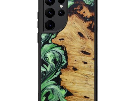 Galaxy S22 Ultra Wood+Resin Phone Case - Deeanne (Dark Green, 601363) on Sale