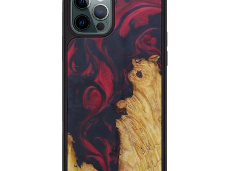 iPhone 12 Pro Wood+Resin Phone Case - Teirtza (Dark Red, 599515) Online now