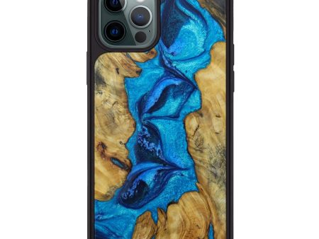 iPhone 12 Pro Wood+Resin Phone Case - Stone (Light Blue, 601741) Fashion