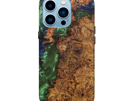 iPhone 14 Pro Wood+Resin Live Edge Phone Case - Aldo (Dark Green, 597362) Discount