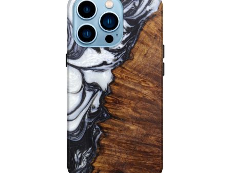 iPhone 14 Pro Wood+Resin Live Edge Phone Case - Rochella (Black & White, 598640) Supply