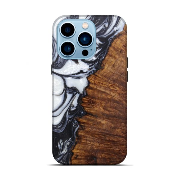 iPhone 14 Pro Wood+Resin Live Edge Phone Case - Rochella (Black & White, 598640) Supply