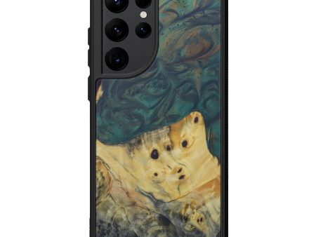 Galaxy S22 Ultra Wood+Resin Phone Case - Gerda (Dark Green, 598910) For Sale