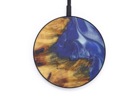 Circle Wood+Resin Wireless Charger - Vimal (Dark Blue, 597818) For Discount