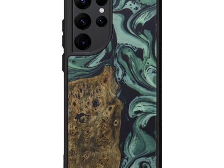 Galaxy S22 Ultra Wood+Resin Phone Case - Heaven (Dark Green, 596510) Cheap