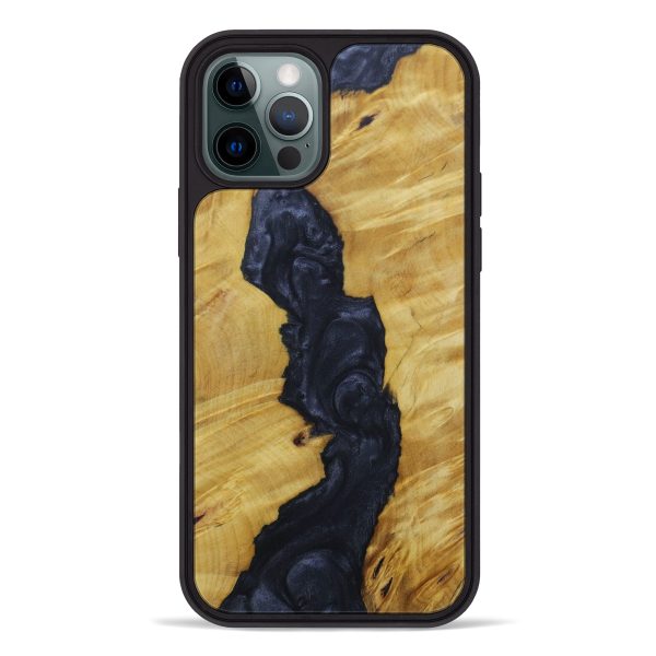 iPhone 12 Pro Wood+Resin Phone Case - Akihiko (Pure Black, 601914) Online Hot Sale