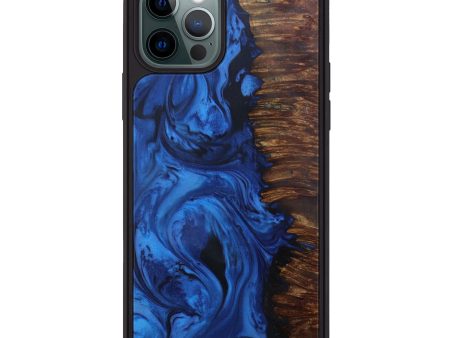 iPhone 12 Pro Wood+Resin Phone Case - Kelsy (Dark Blue, 599979) For Cheap