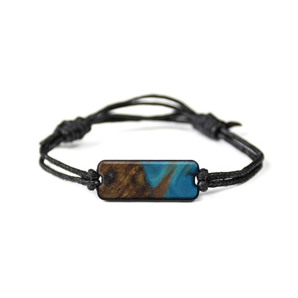 Classic Wood+Resin Bracelet - Alexandra (Teal & Gold, 597219) For Cheap