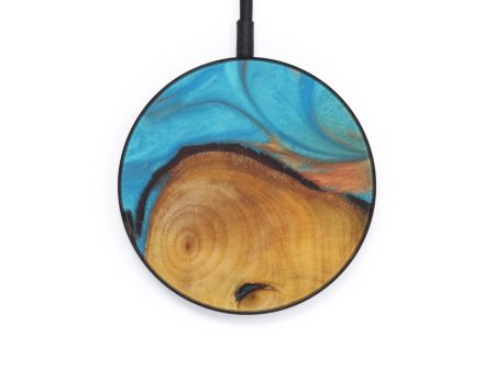 Circle Wood+Resin Wireless Charger - Gwyneth (Teal & Gold, 599325) Cheap