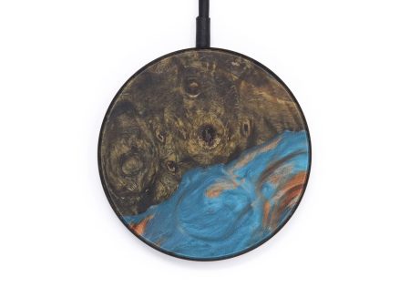 Circle Wood+Resin Wireless Charger - Ellynn (Teal & Gold, 599328) Supply