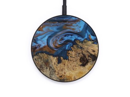 Circle Wood+Resin Wireless Charger - Minni (Teal & Gold, 596915) For Sale