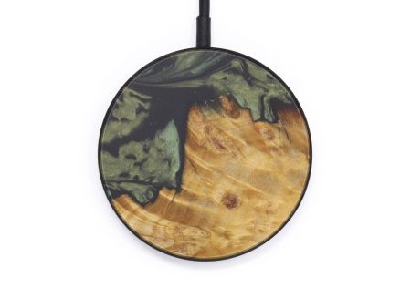 Circle Wood+Resin Wireless Charger - Karlen (Dark Green, 599320) For Sale