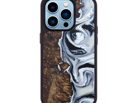 iPhone 14 Pro Wood+Resin Phone Case - Van (Black & White, 598971) Sale