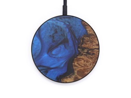 Circle Wood+Resin Wireless Charger - Ebba (Dark Blue, 599820) Online now