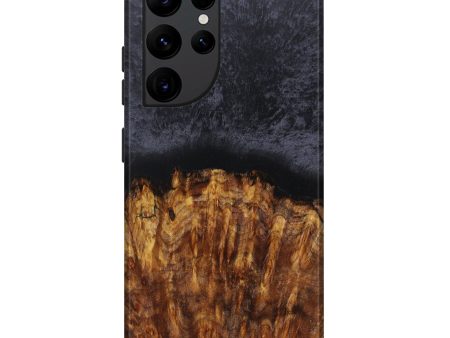 Galaxy S22 Ultra Wood+Resin Live Edge Phone Case - Zaneta (Pure Black, 597374) For Sale