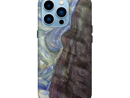 iPhone 14 Pro Wood+Resin Live Edge Phone Case - Ame (Light Blue, 596653) Supply