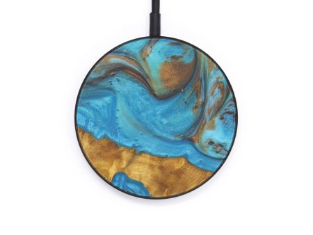 Circle Wood+Resin Wireless Charger - Goutam (Teal & Gold, 598011) Fashion