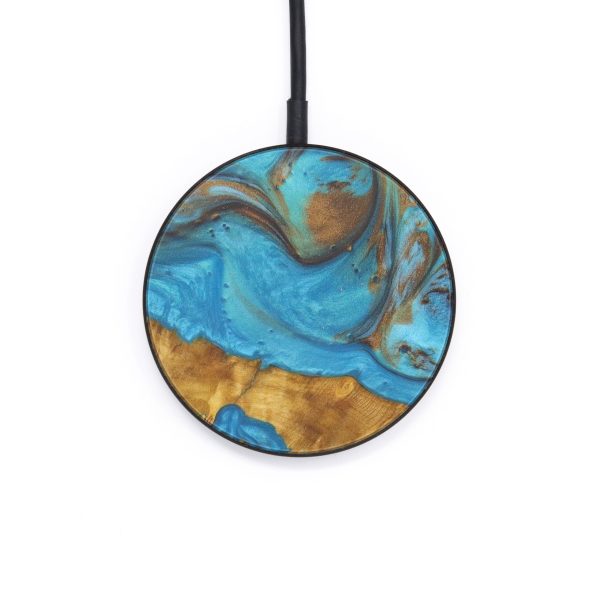 Circle Wood+Resin Wireless Charger - Goutam (Teal & Gold, 598011) Fashion