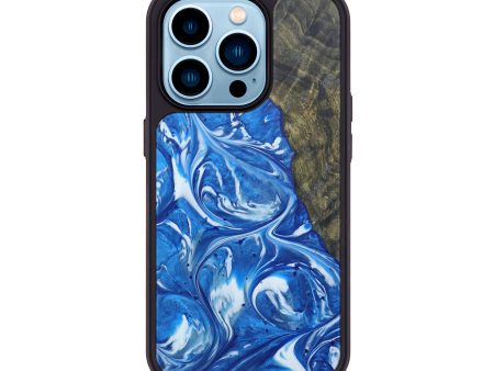 iPhone 14 Pro Wood+Resin Phone Case - Alex (Light Blue, 599653) For Sale