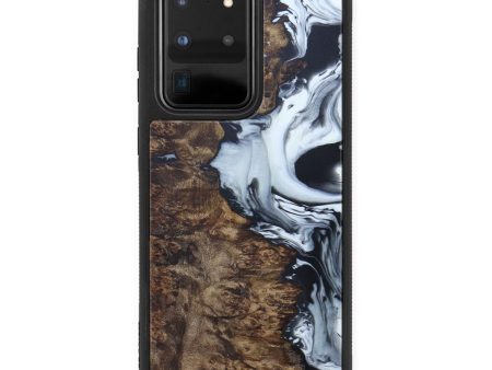 Galaxy S20 Ultra Wood+Resin Phone Case - Denzil (Black & White, 598975) For Discount