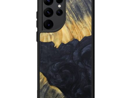 Galaxy S22 Ultra Wood+Resin Phone Case - Jackie (Pure Black, 598816) For Sale