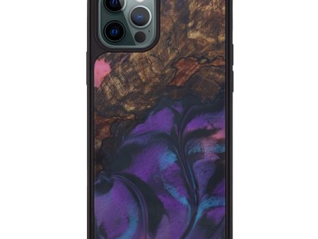 iPhone 12 Pro Wood+Resin Phone Case - Evonne (Purple, 599772) For Sale