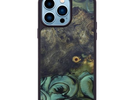 iPhone 14 Pro Max Wood+Resin Phone Case - Tobey (Dark Green, 598922) Supply