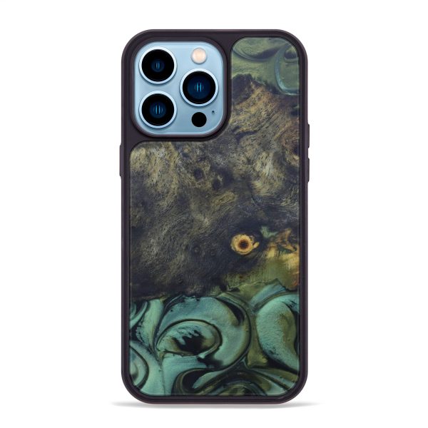 iPhone 14 Pro Max Wood+Resin Phone Case - Tobey (Dark Green, 598922) Supply