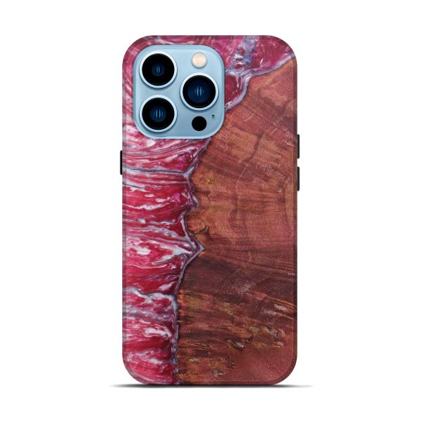 iPhone 14 Pro Wood+Resin Live Edge Phone Case - Ebrahim (Dark Red, 601263) Cheap