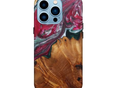 iPhone 14 Pro Wood+Resin Live Edge Phone Case - Barb (Dark Green, 599153) Hot on Sale