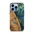 iPhone 14 Pro Wood+Resin Live Edge Phone Case - Amalia (Teal & Gold, 596304) Discount