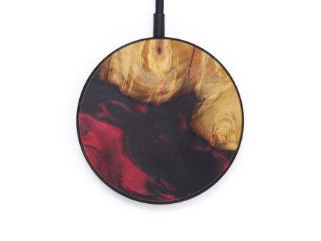 Circle Wood+Resin Wireless Charger - Eamon (Dark Red, 597956) Hot on Sale