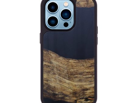 iPhone 14 Pro Wood+Resin Phone Case - Zea (Pure Black, 597947) on Sale