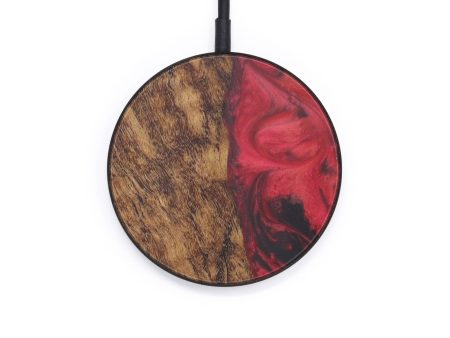 Circle Wood+Resin Wireless Charger - Alessandra (Dark Red, 599835) For Sale