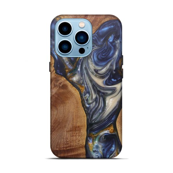 iPhone 14 Pro Wood+Resin Live Edge Phone Case - Alverta (Dark Blue, 598592) Cheap