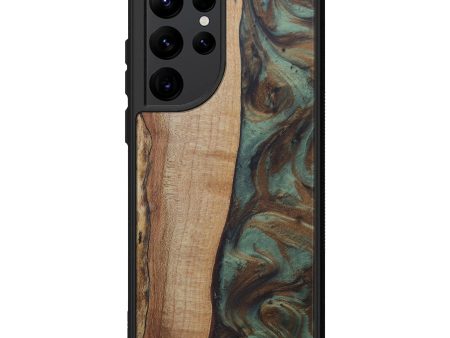 Galaxy S22 Ultra Wood+Resin Phone Case - Harrietta (Dark Green, 596511) Hot on Sale