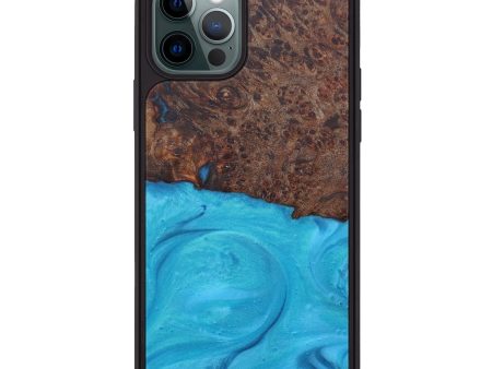 iPhone 12 Pro Wood+Resin Phone Case - Lynnett (Light Blue, 599684) Hot on Sale