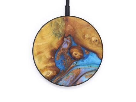 Circle Wood+Resin Wireless Charger - Bobbi (Teal & Gold, 598007) For Discount