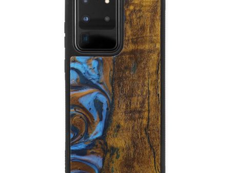 Galaxy S20 Ultra Wood+Resin Phone Case - Colman (Teal & Gold, 596712) Discount