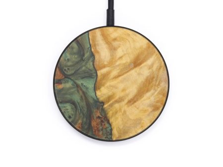 Circle Wood+Resin Wireless Charger - Brittani (Dark Green, 599311) For Sale