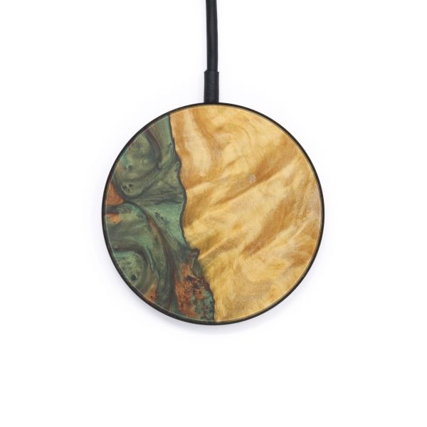 Circle Wood+Resin Wireless Charger - Brittani (Dark Green, 599311) For Sale