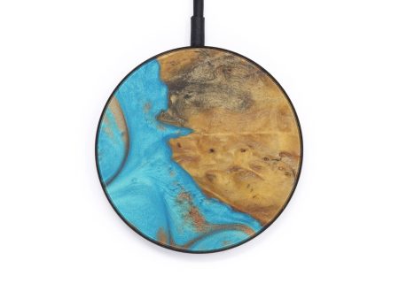 Circle Wood+Resin Wireless Charger - Wiesje (Teal & Gold, 599329) Online Hot Sale