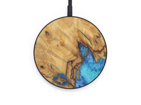 Circle Wood+Resin Wireless Charger - Chicky (Light Blue, 597969) on Sale