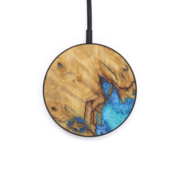 Circle Wood+Resin Wireless Charger - Chicky (Light Blue, 597969) on Sale