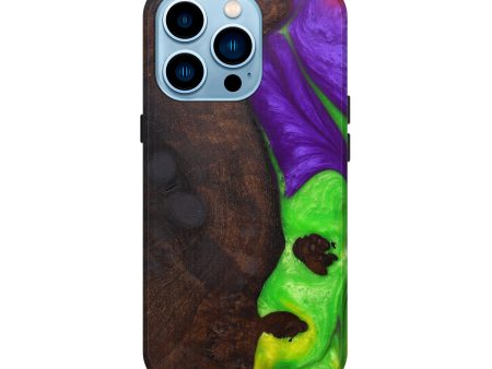 iPhone 14 Pro Wood+Resin Live Edge Phone Case - Car (Purple, 599121) Fashion