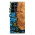 Galaxy S22 Ultra Wood+Resin Live Edge Phone Case - Ahmad (Teal & Gold, 597321) Hot on Sale