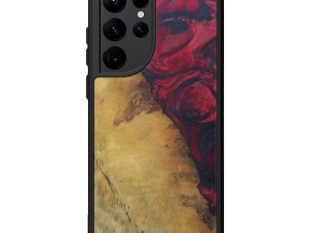 Galaxy S22 Ultra Wood+Resin Phone Case - Charles (Dark Red, 598844) For Sale